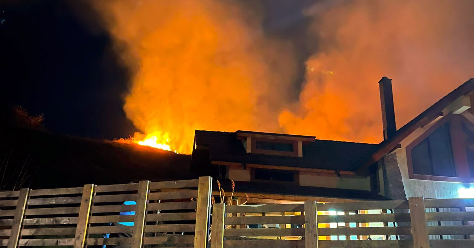 Incendiu de vegetație pe aleea mânăstirii Dealu. Mai multe case au fost în pericol. VIDEO